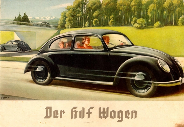 Реклама автомобиля Volkswagen 1938 года